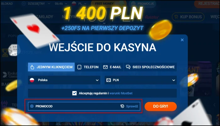 Kod promocyjny przy rejestracji w Mostbet Polska